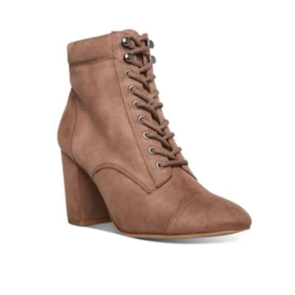 New in Box Madden Girl Sz 10 Justinee Lace-Up Dark Taupe Camel Beige Booties